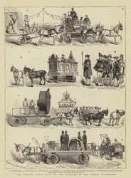 Das Preston Guild Festival, die Trophäen im Handwerksumzug